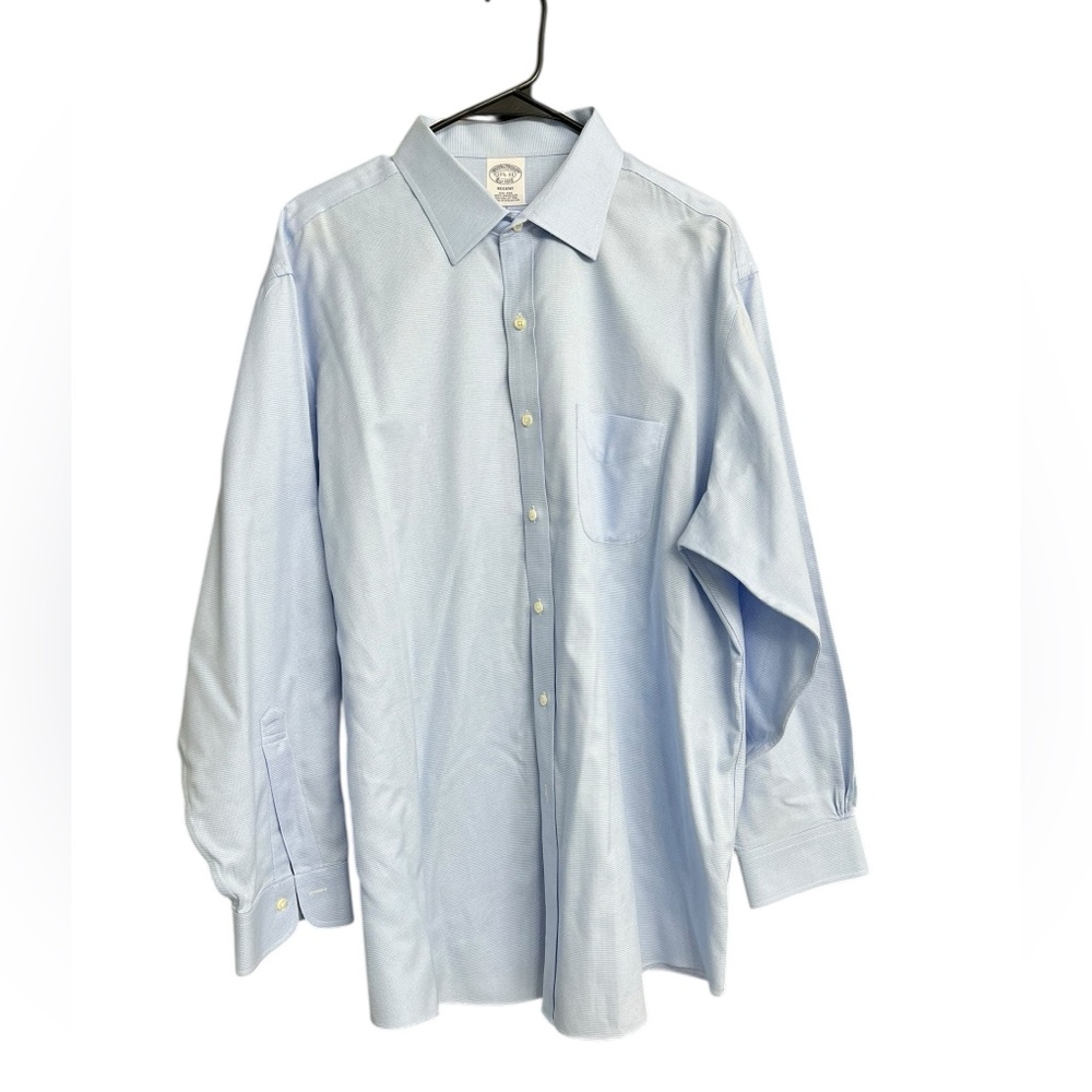 Brooks Brothers Blue Regent Non-Iron Supima Cotton Dress Shirt Size 17.5 - Picture 3 of 12